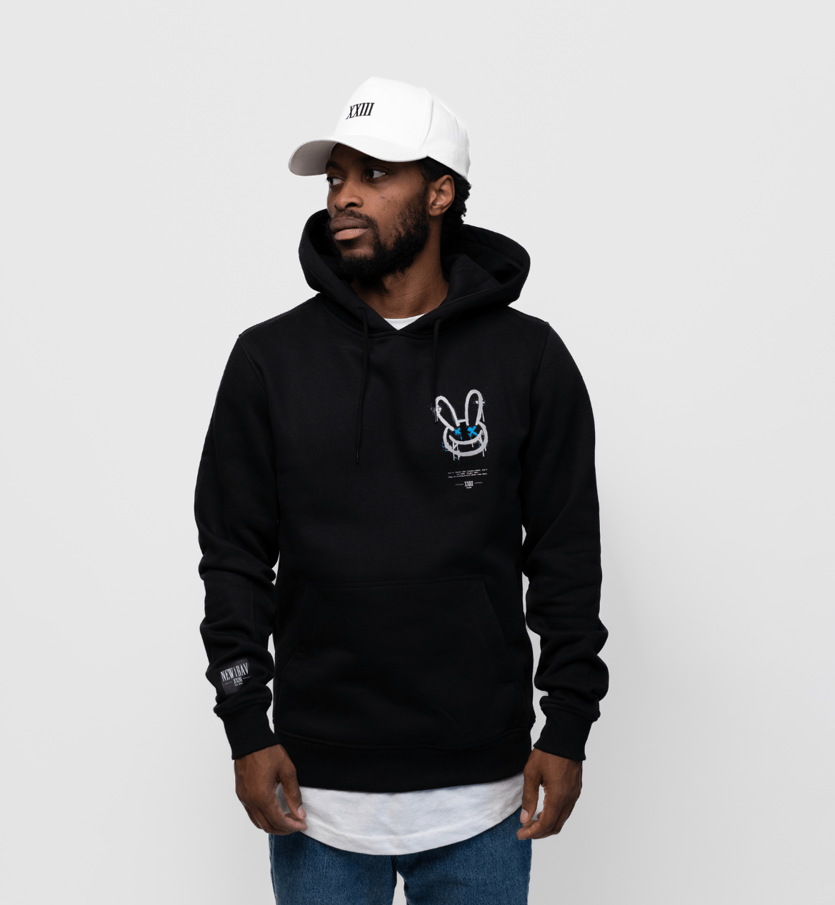 NB Owen Hoodie - Black Fluro Blue/Silber - new - bav