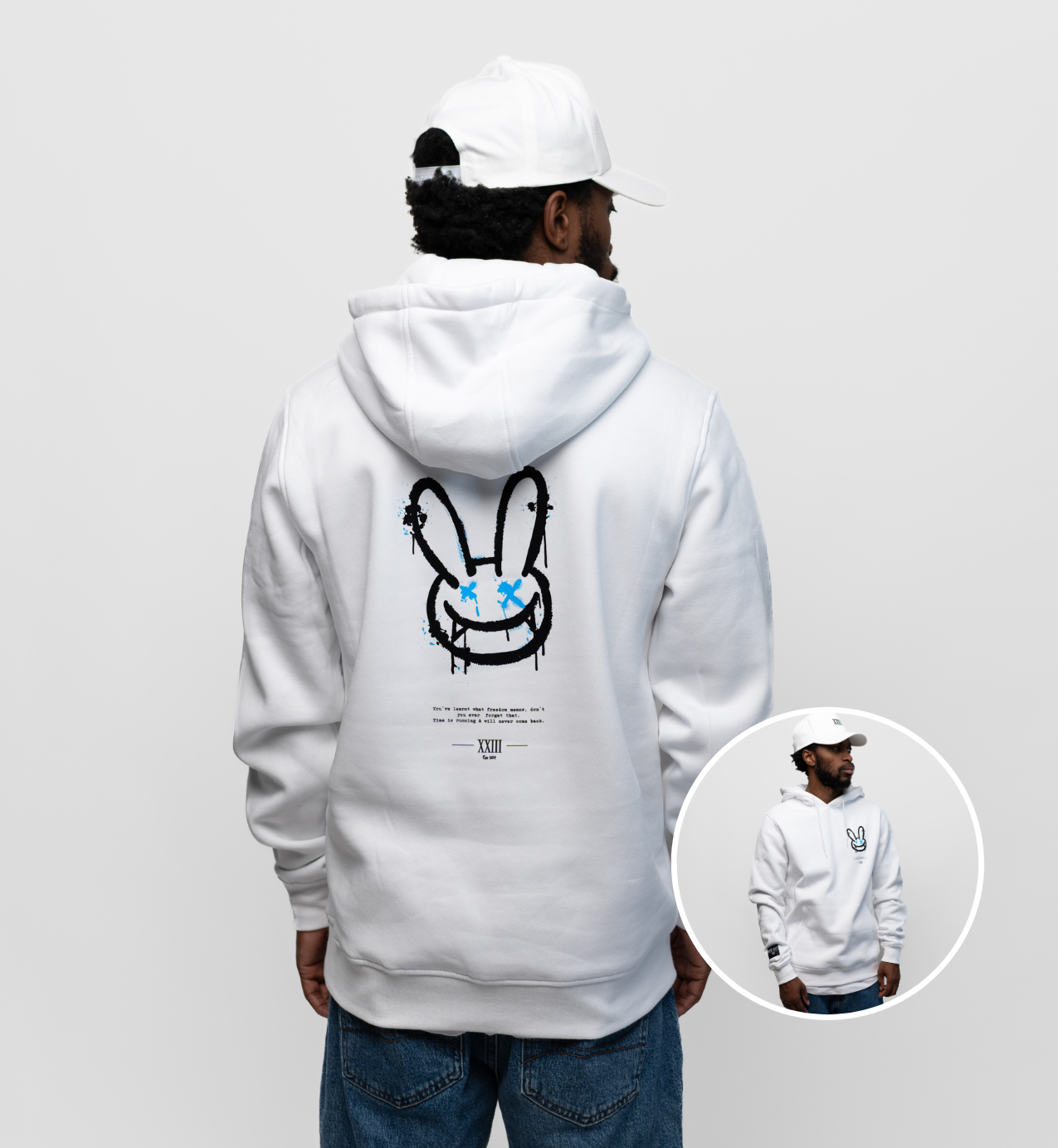 NB Owen Hoodie - White Fluro Blue