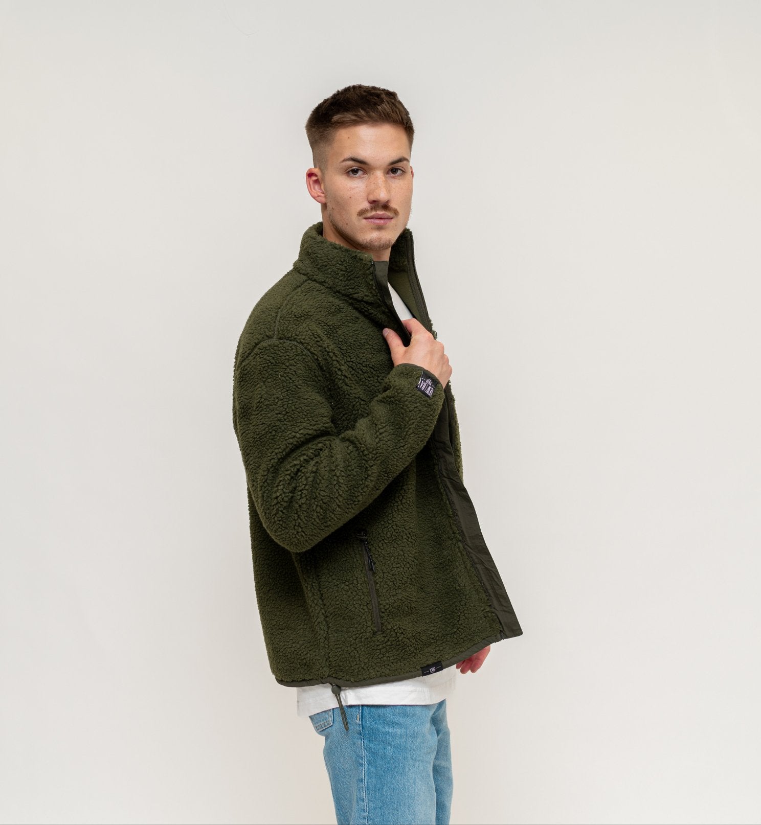 NB Henry Sherpa Flauschjacke Olive - new-bav
