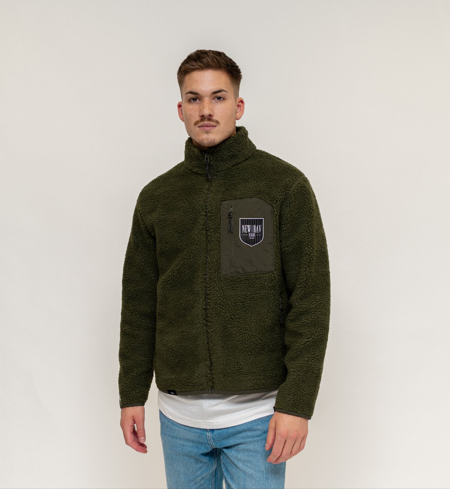 NB Henry Sherpa Flauschjacke Olive - new-bav